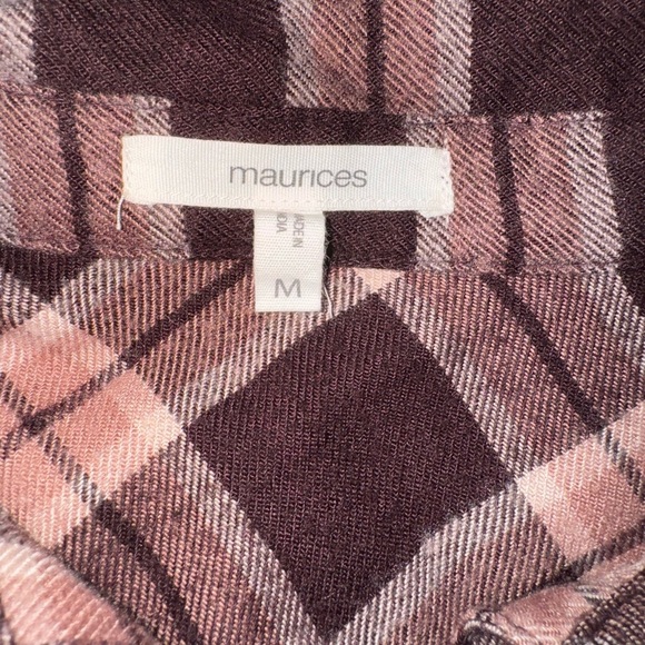 Maurices Women's Plaid Button Down Shirt in Pink and Brown perfect for Fall! - Picture 3 of 3